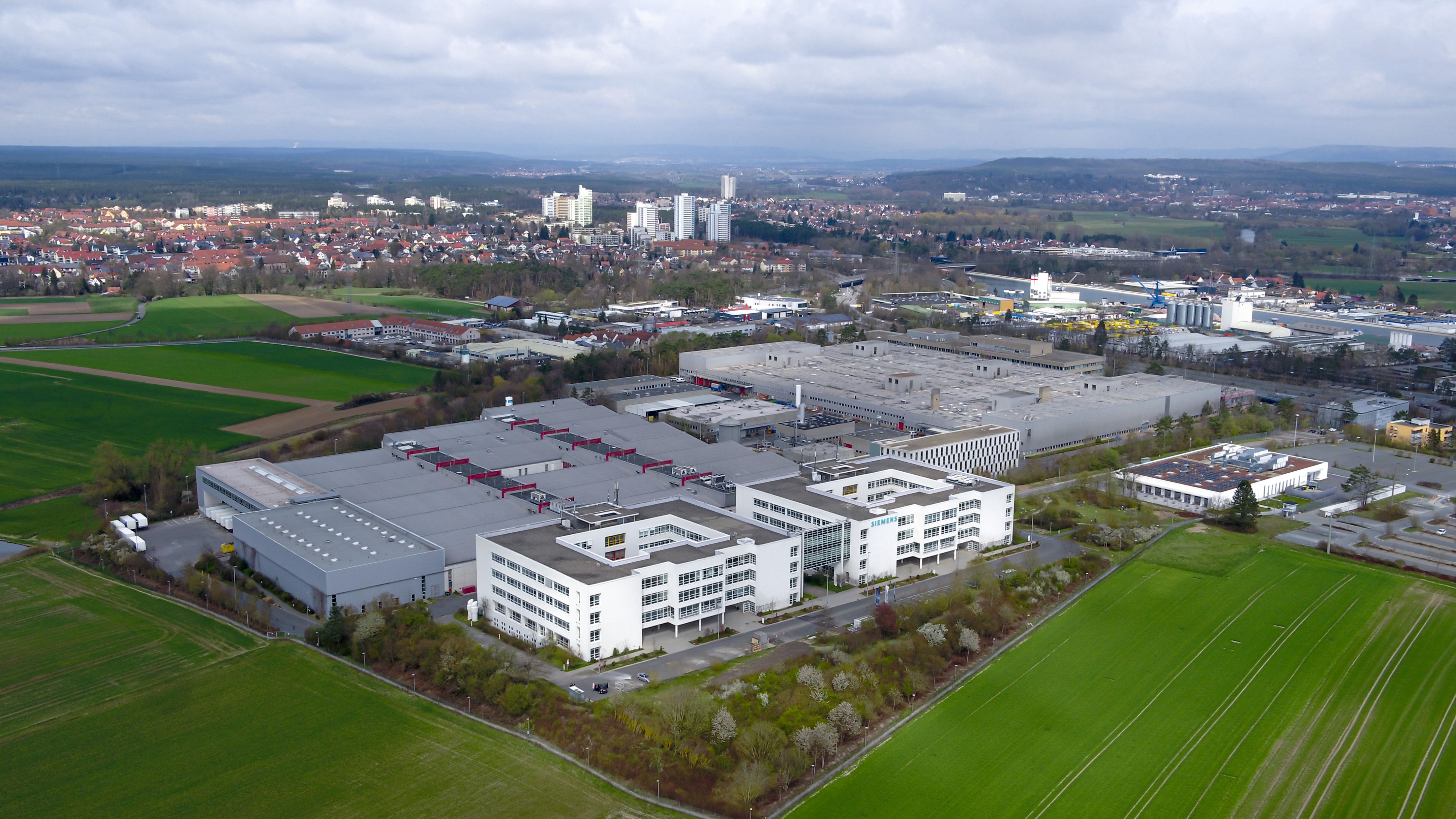 Aerial view of Siemens Electronics Factory in Erlangen